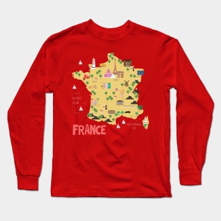 France illustrated map Long Sleeve T-Shirt